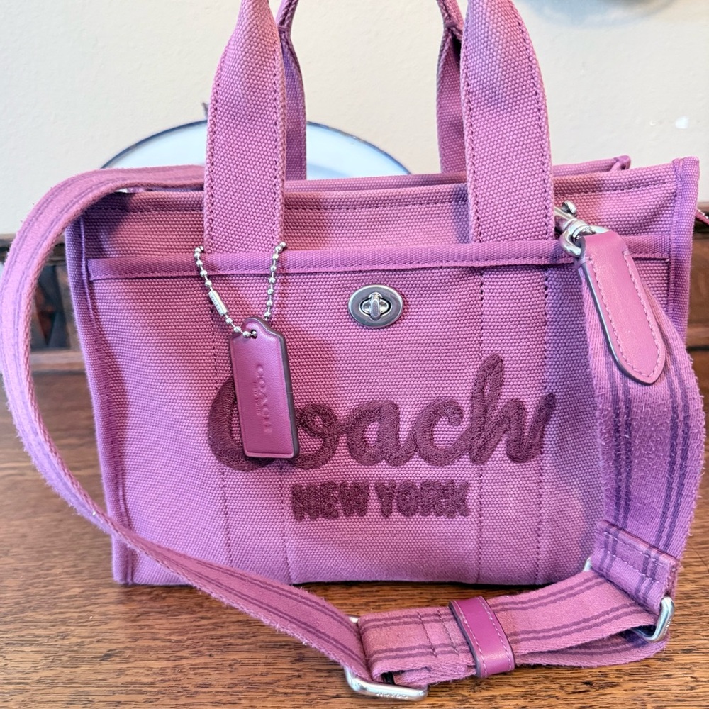 Coach Raspberry Canvas Tote Bag